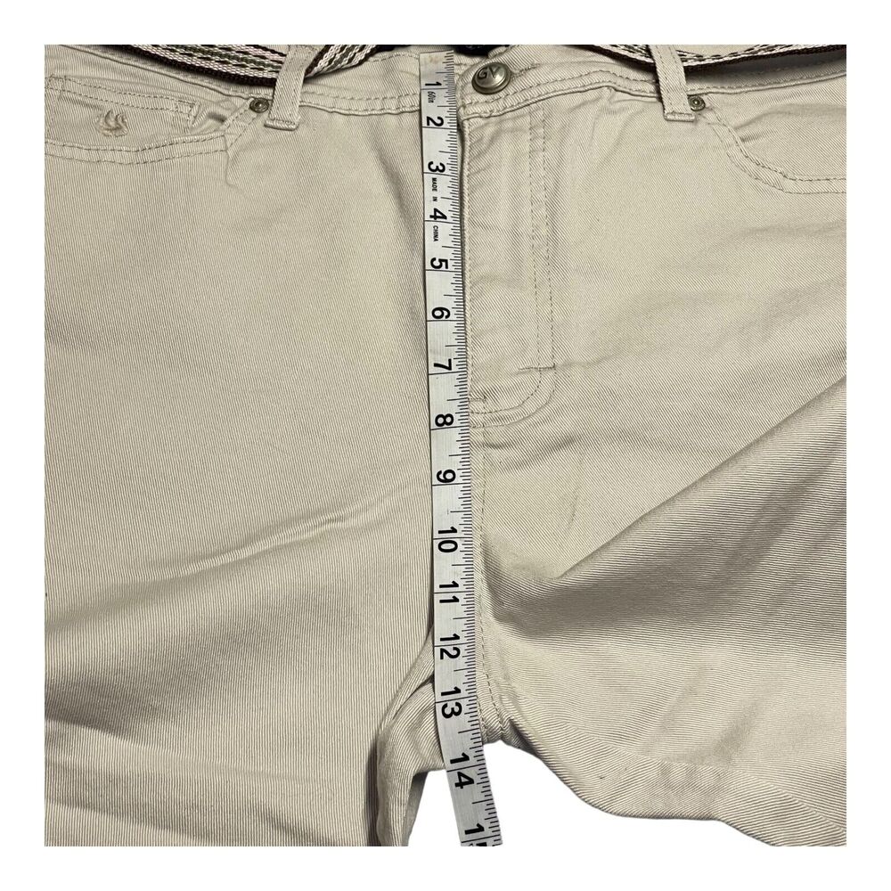 Gloria Vanderbilt Amanda Capri Jeans Womens 16 Ivory Cotton Stretch Belted Waist - Picture 6 of 8